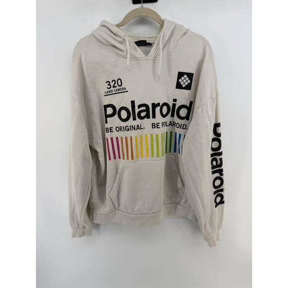 Polaroid 320 Hoodie Men XL Camera Retro Sweatshirt Pullover Graphic Logo Read - Picture 1 of 12